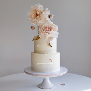 Sugar Flower Peony (Paeonia 'Krinkled White') - Cake Topper